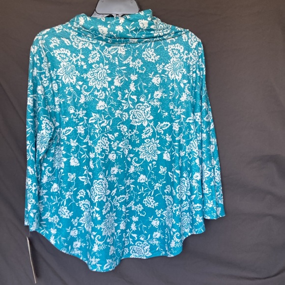 3/$45 Ruby Rd top metallic floral print pullover w stretch casual office PL - Picture 16 of 17